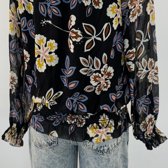 Tory Burch Indie Silk Floral Print Top Blouse Off-The-Shoulder | Size 2 - Picture 10 of 12